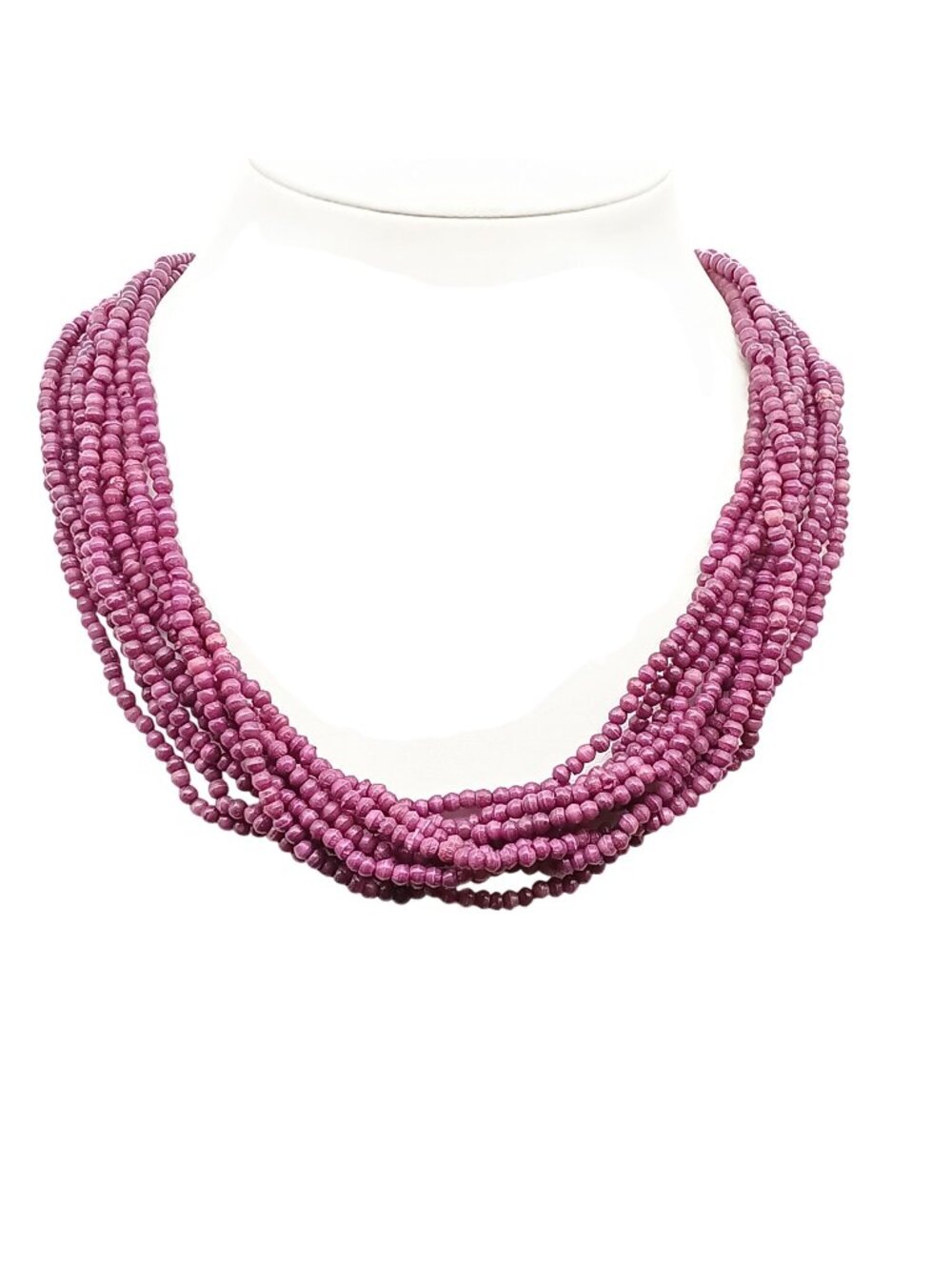 Neutral Seed Bead Torsade Necklace, Aubergine Deep Purple Vintage Strands, Multi